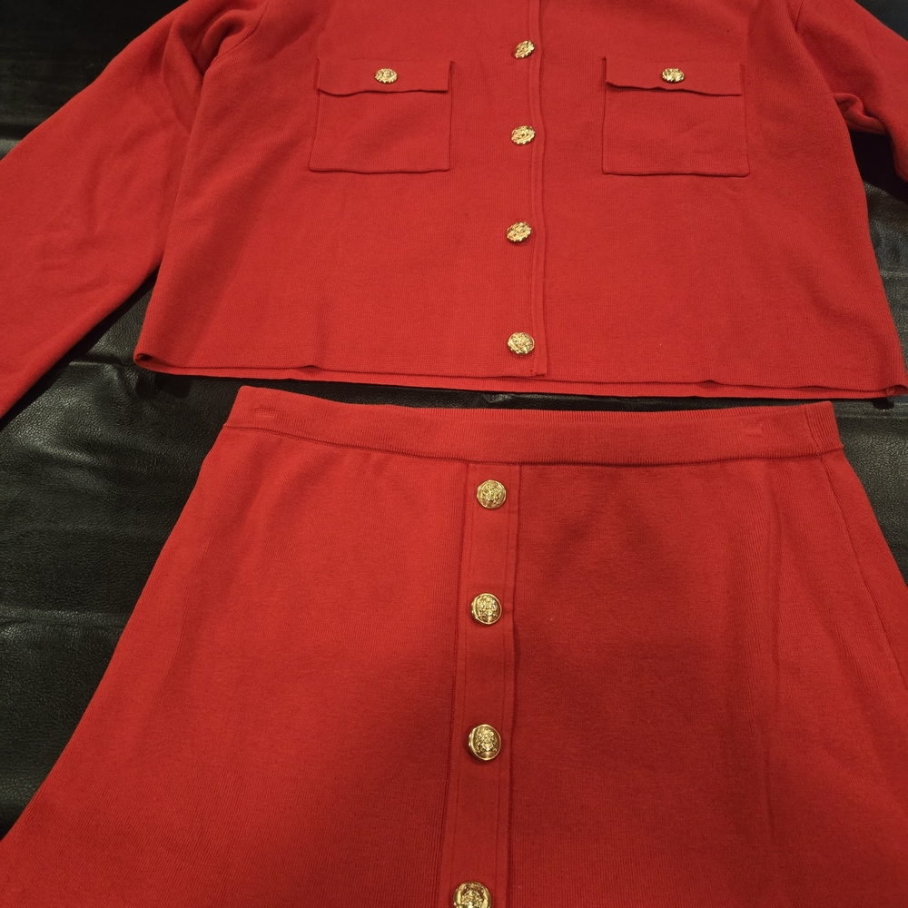 H&M Red Skirt Suit